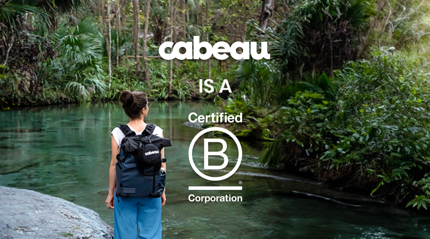 Take cabeau on-the-go anywhere, with background of forest